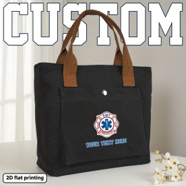 Customizable EMT Firefighter Badge Backpack - Personalized Text/Design, Heavy-Duty Portable Handbag with Top Handle, for First Responders, Medical Professionals